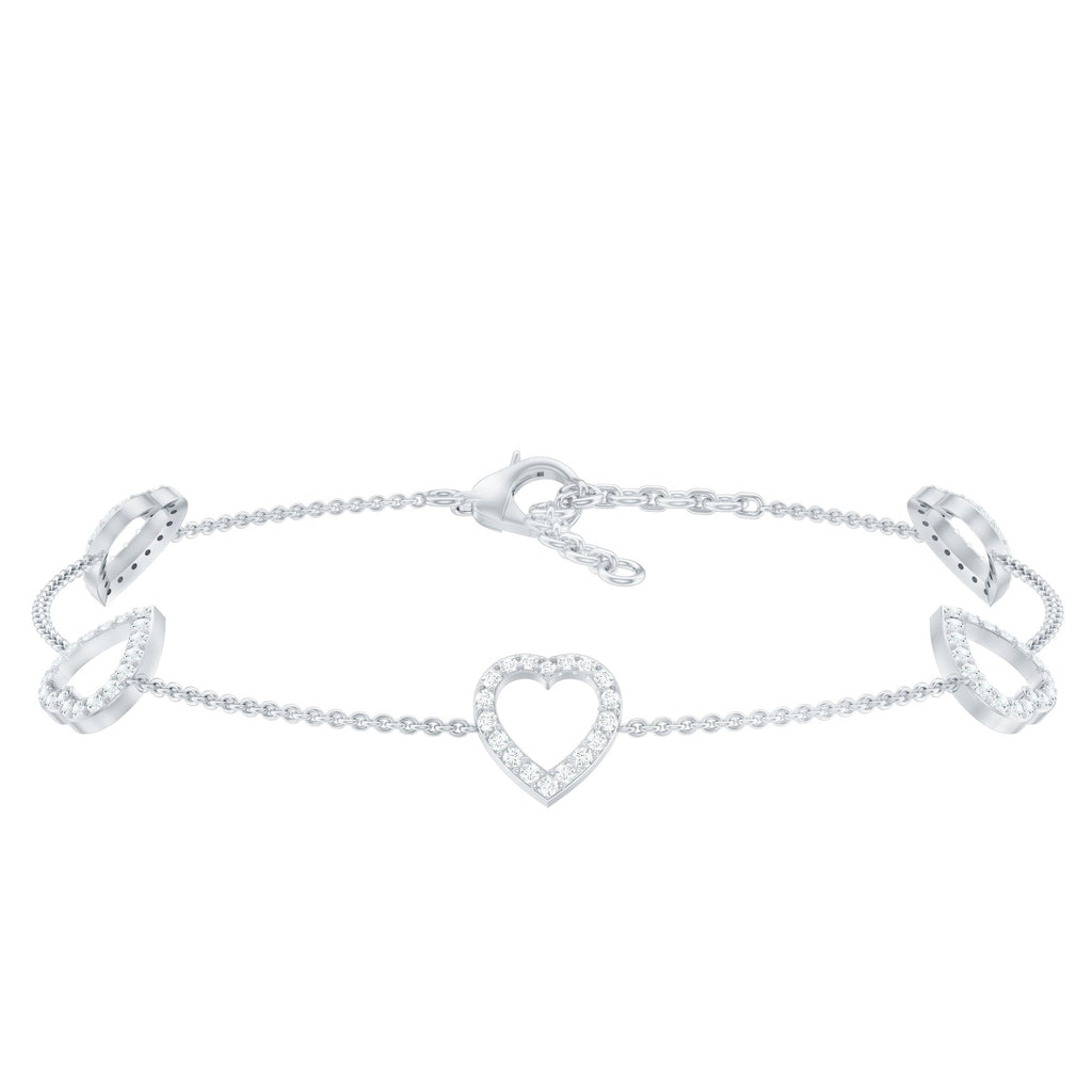 Certified Diamond Heart Chain Bracelet in Prong Setting