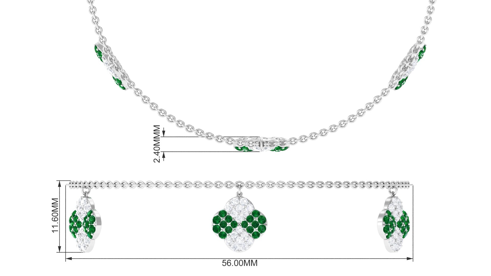 Certified Lab Grown Emerald Chain Charm Bracelet with Moissanite