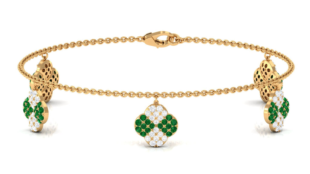 Certified Lab Grown Emerald Chain Charm Bracelet with Moissanite