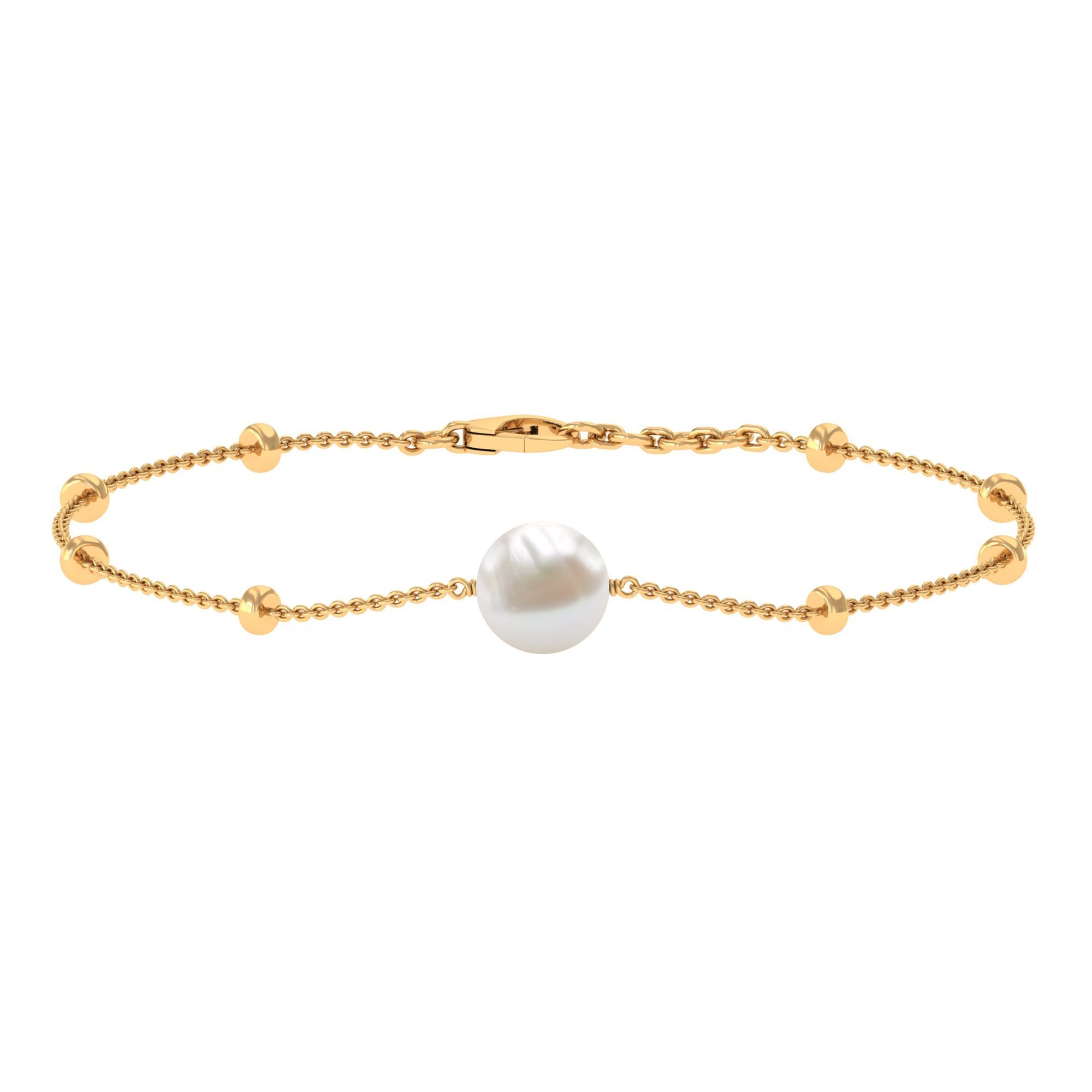 Cultured 7.48 Carat Freshwater Pearl Chain Bracelet