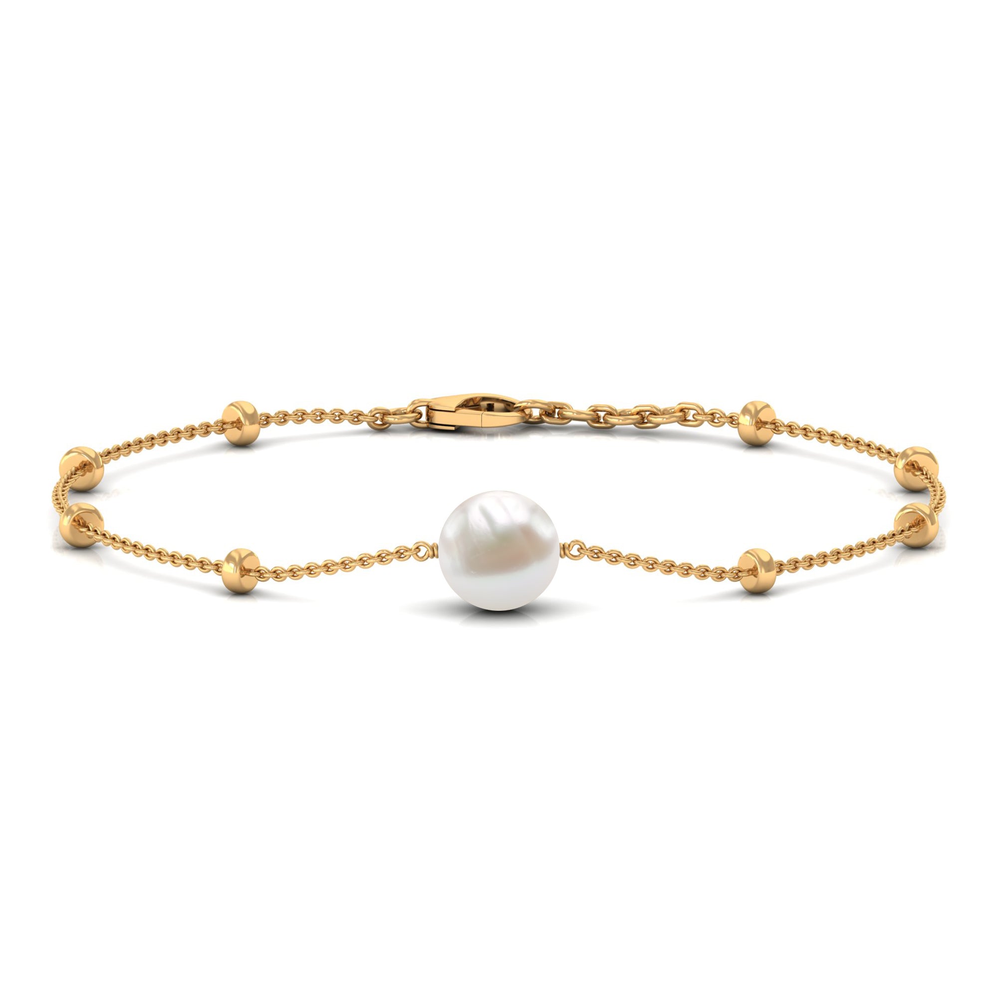 Cultured 7.48 Carat Freshwater Pearl Chain Bracelet