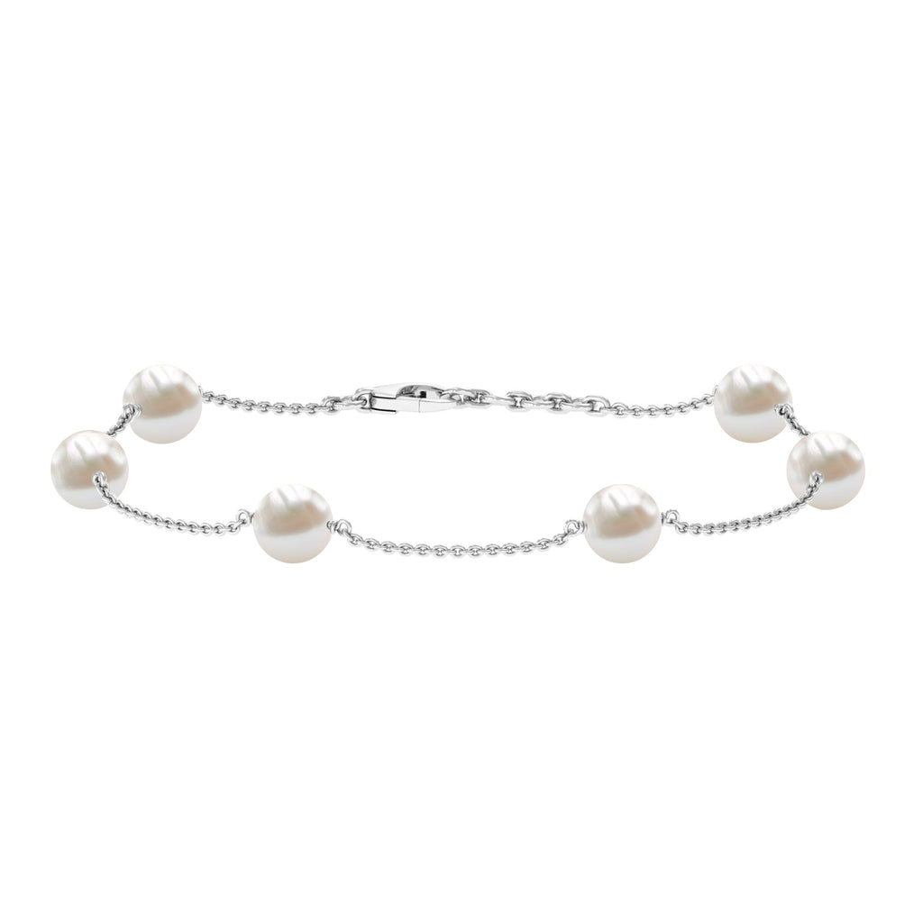 Real Freshwater Pearl Station Bracelet for Women