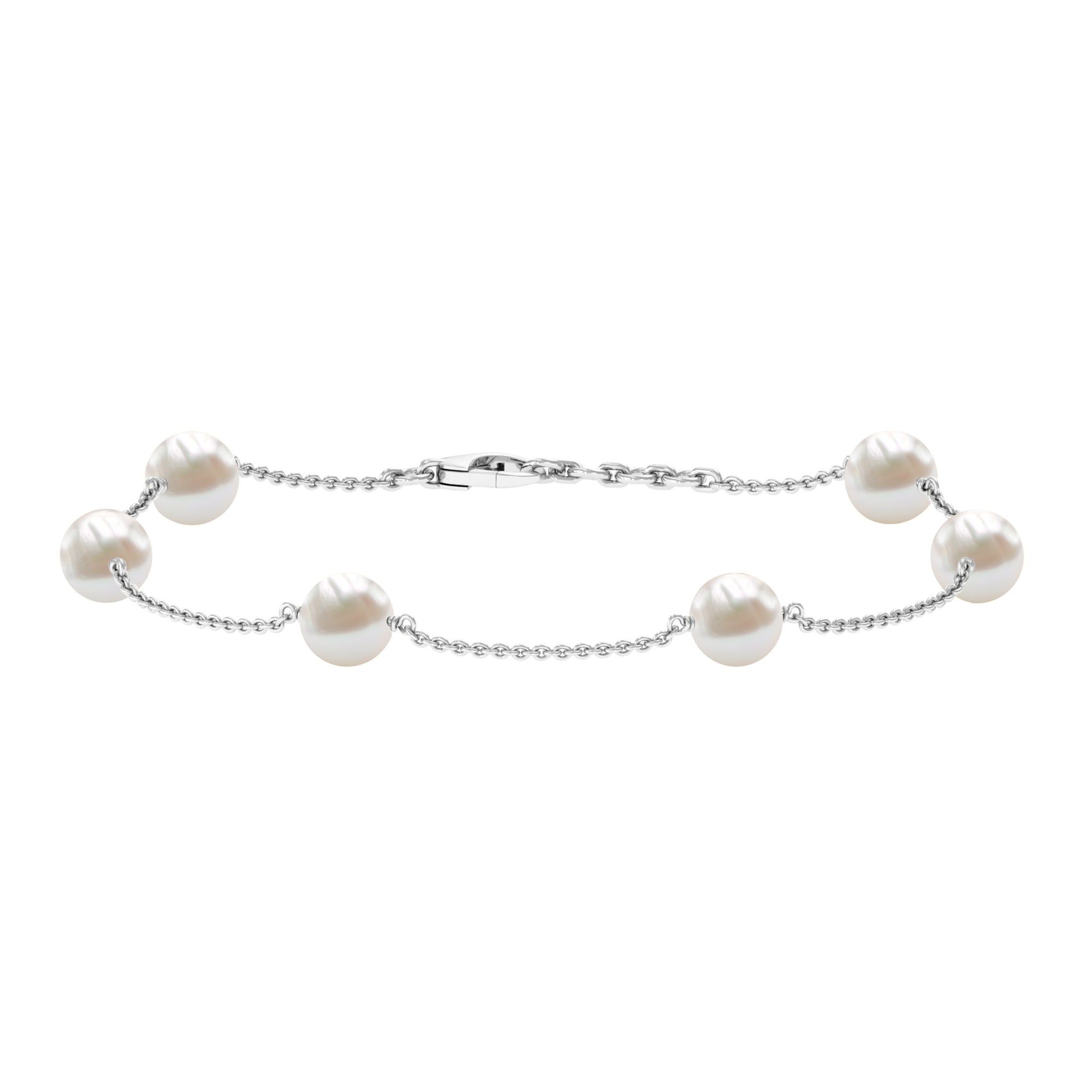 Real Freshwater Pearl Station Bracelet for Women