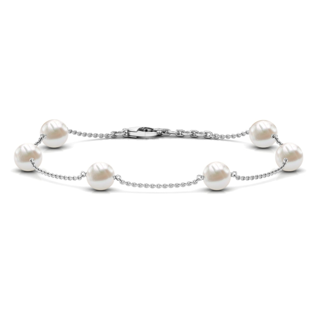 Real Freshwater Pearl Station Bracelet for Women