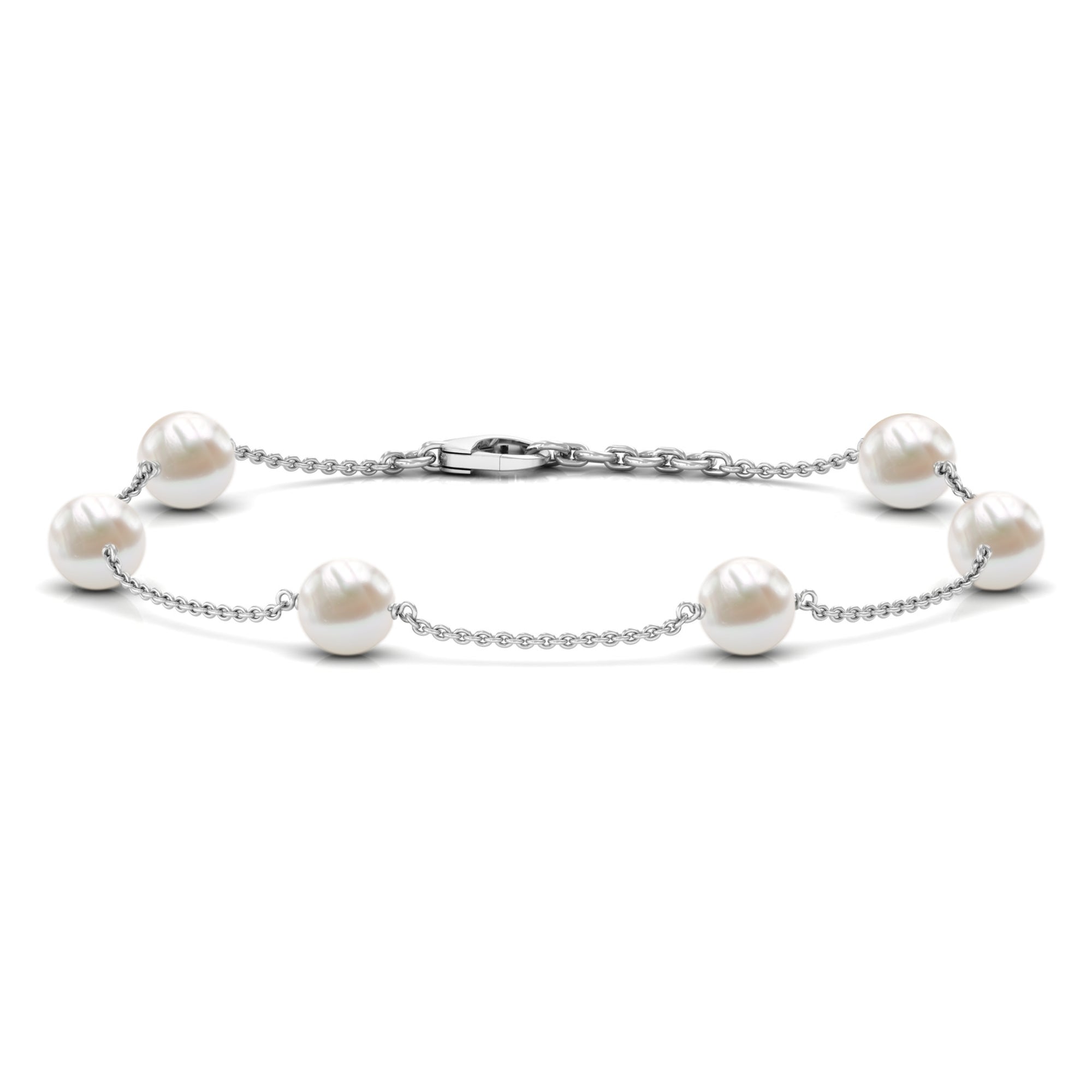 Real Freshwater Pearl Station Bracelet for Women