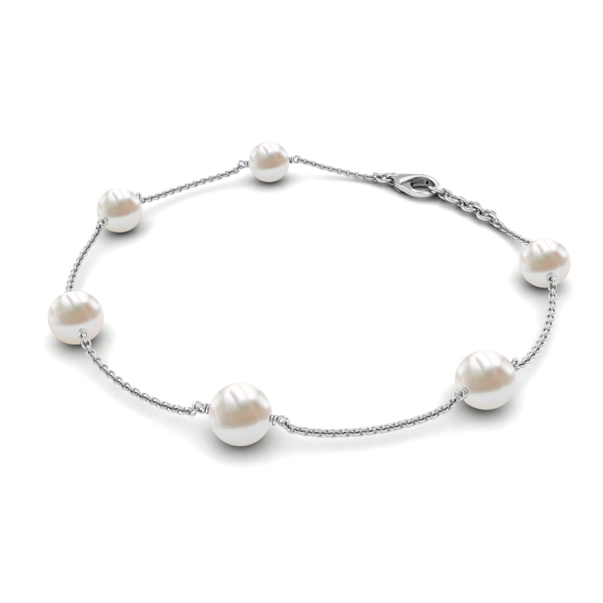 Real Freshwater Pearl Station Bracelet for Women