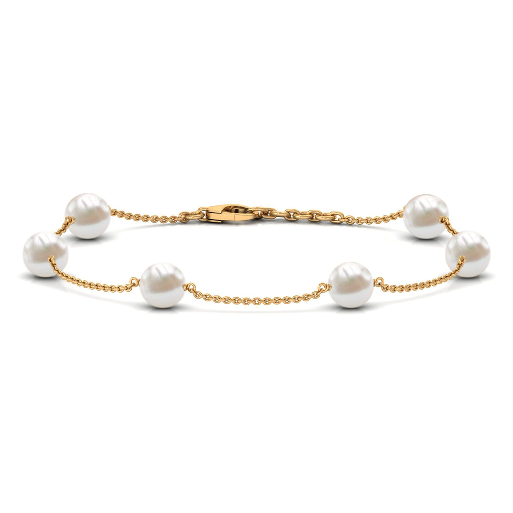 Real Freshwater Pearl Station Bracelet for Women