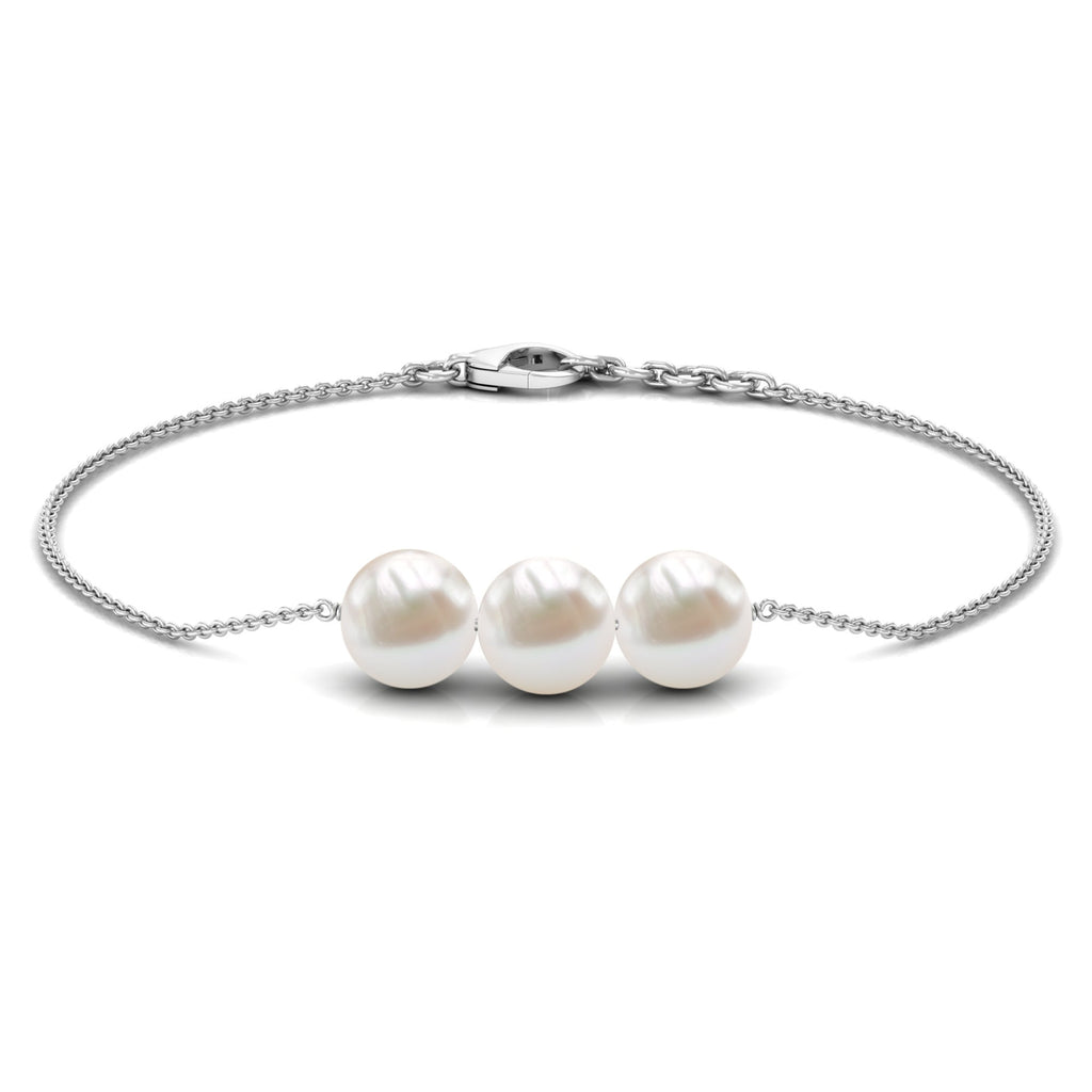 Cultured Freshwater Pearl 3 Stone Bracelet for Women