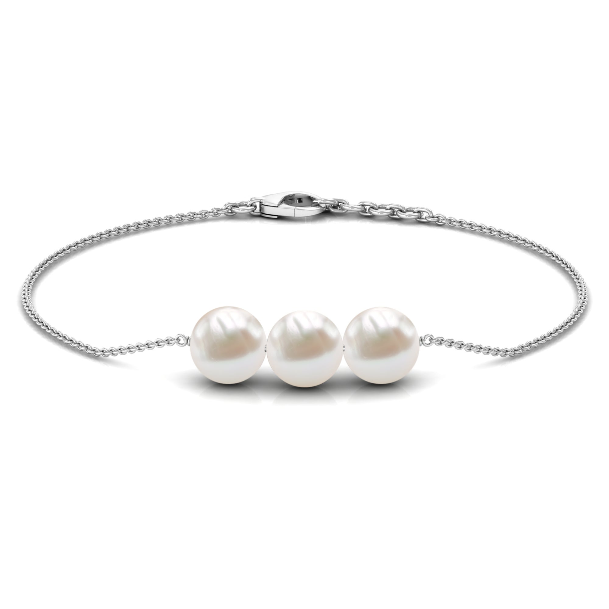 Cultured Freshwater Pearl 3 Stone Bracelet for Women