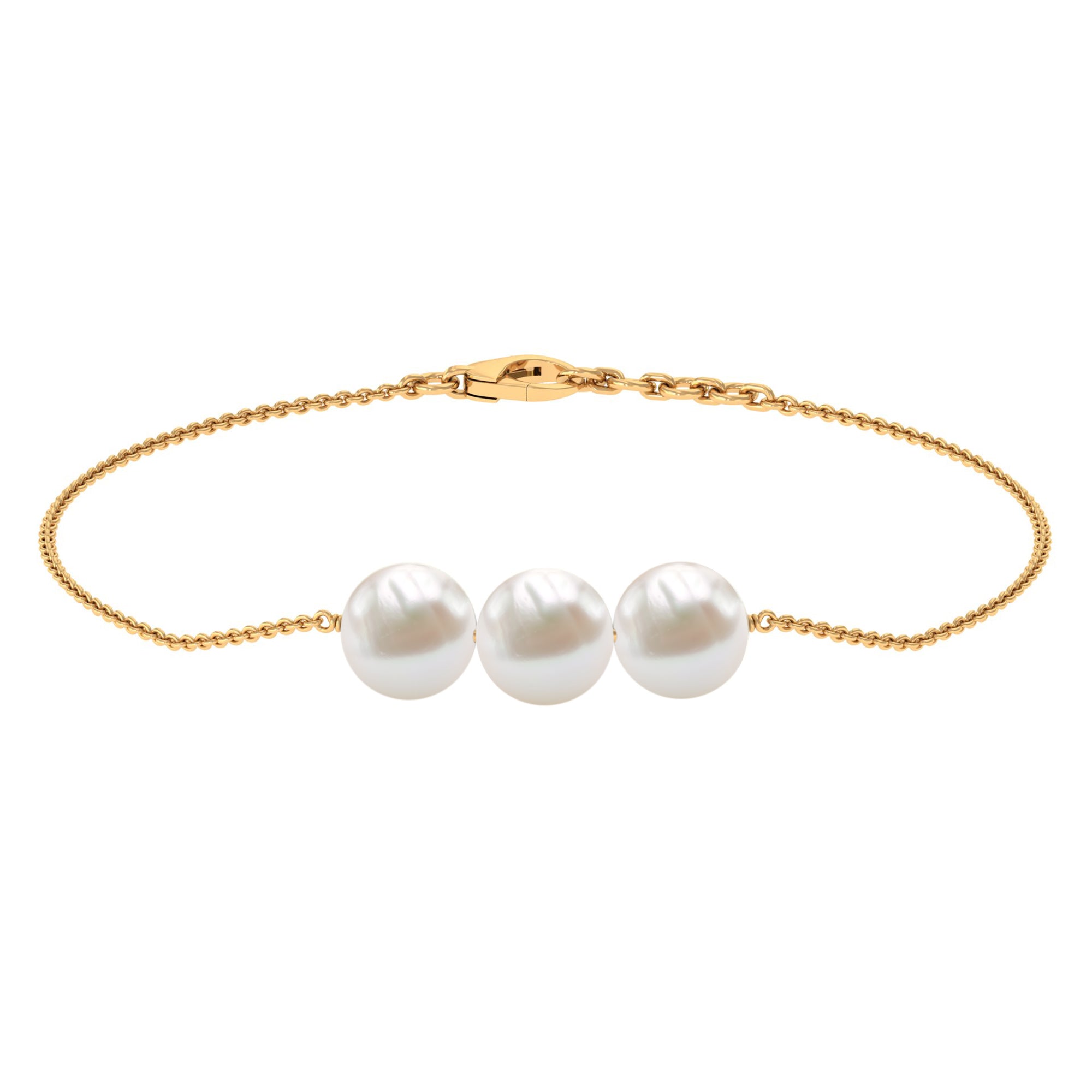 Cultured Freshwater Pearl 3 Stone Bracelet for Women