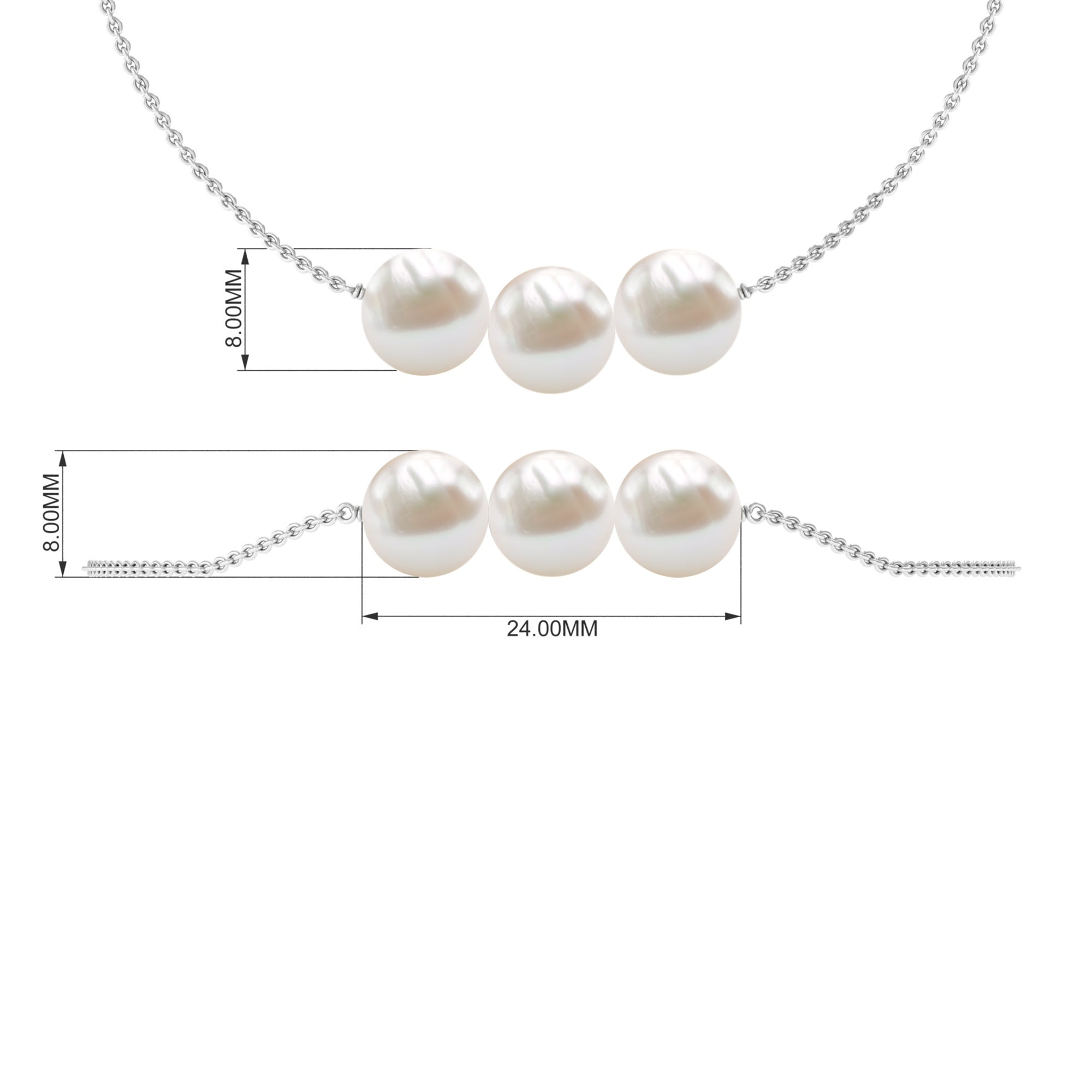 Cultured Freshwater Pearl 3 Stone Bracelet for Women