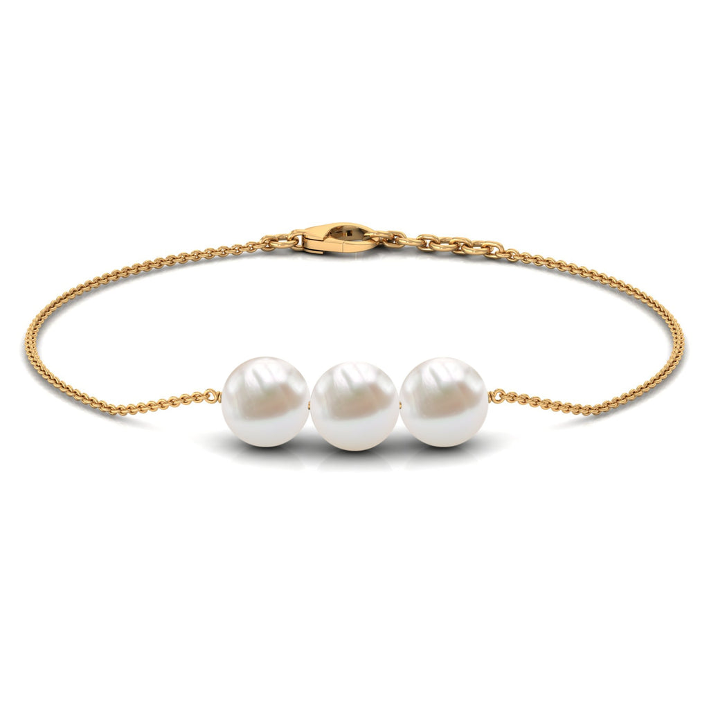 Cultured Freshwater Pearl 3 Stone Bracelet for Women