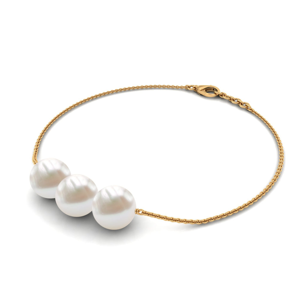 Cultured Freshwater Pearl 3 Stone Bracelet for Women
