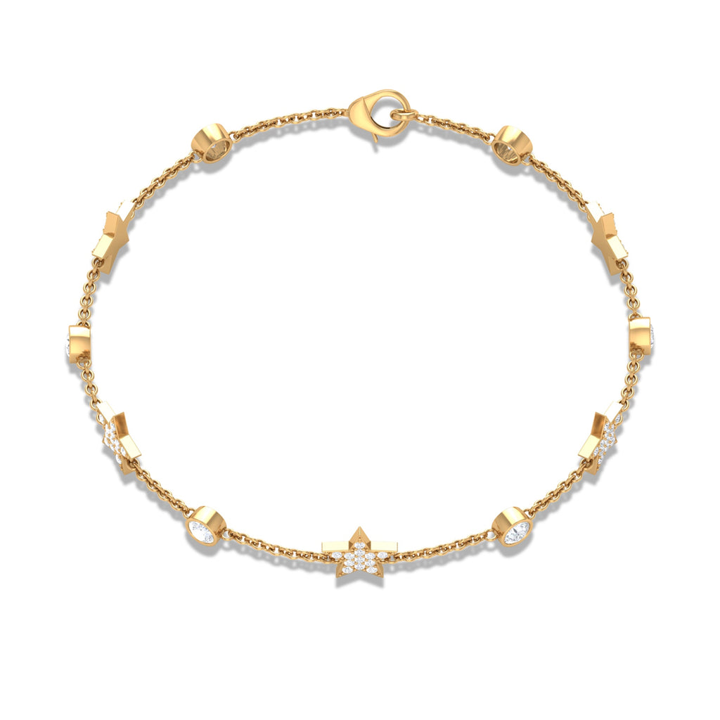 Certified Moissanite Station Star Bracelet for Women