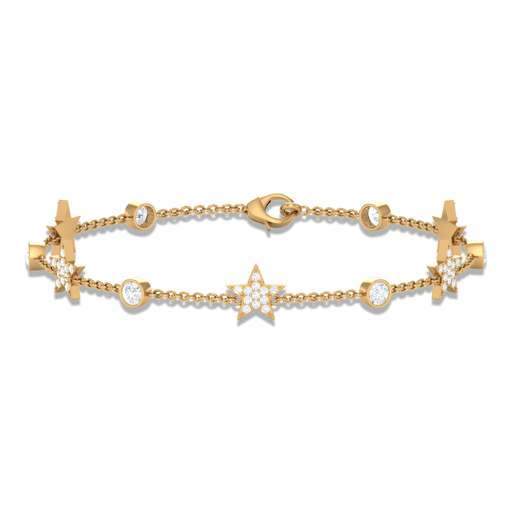 Certified Moissanite Station Star Bracelet for Women