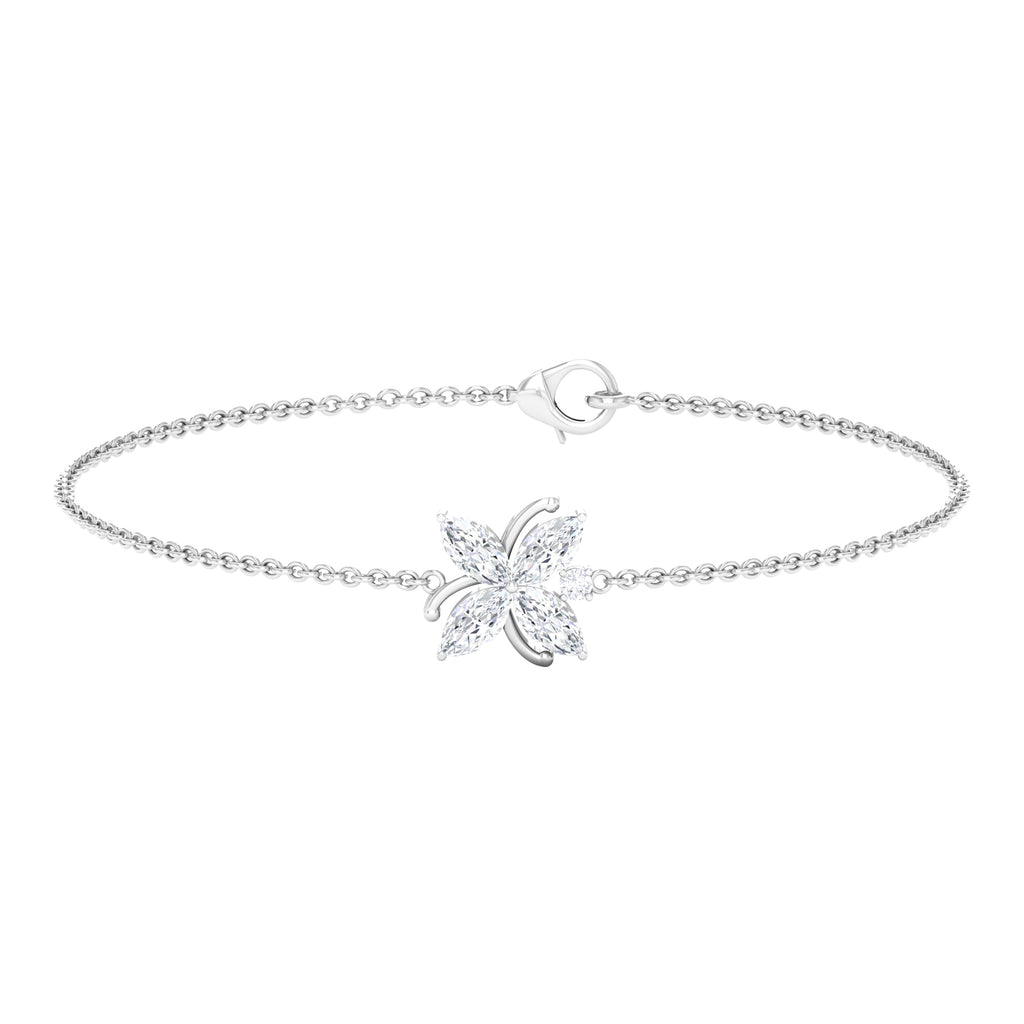 Certified Moissanite Flower Chain Bracelet for Women