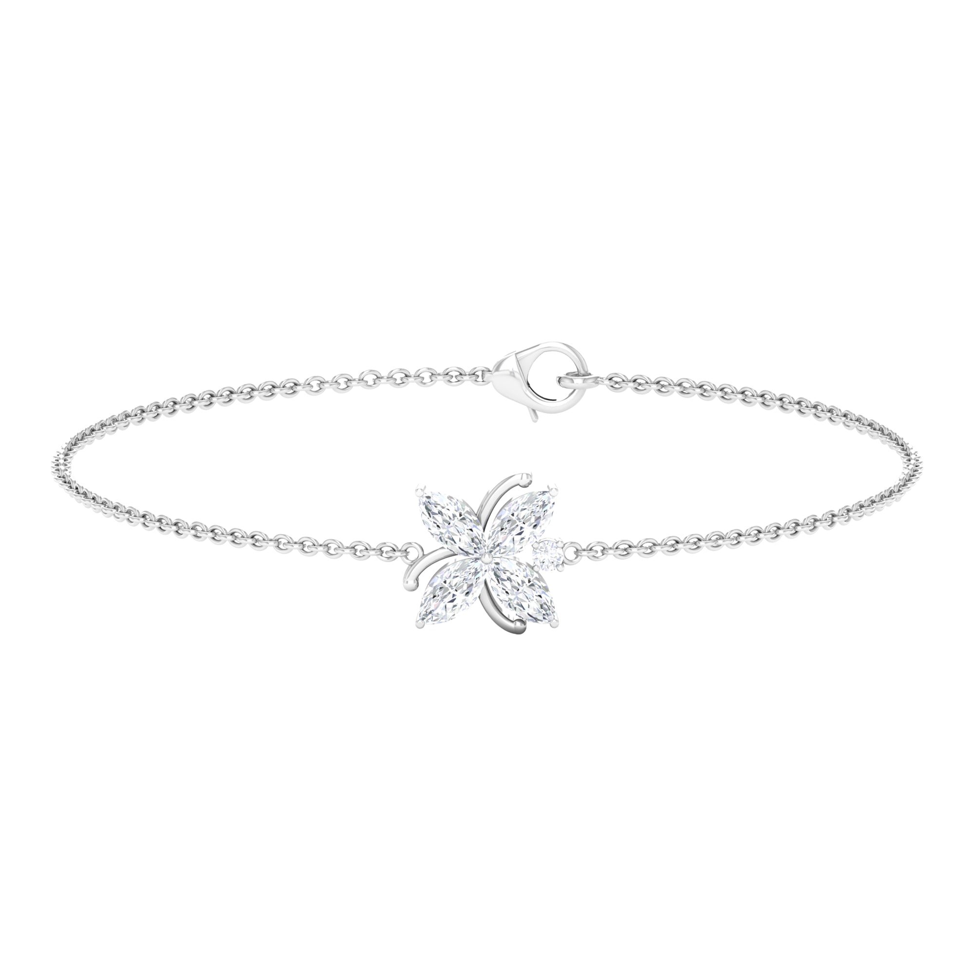 Certified Moissanite Flower Chain Bracelet for Women