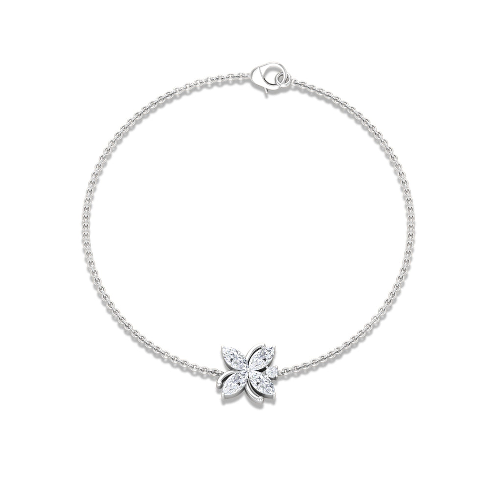 Certified Moissanite Flower Chain Bracelet for Women