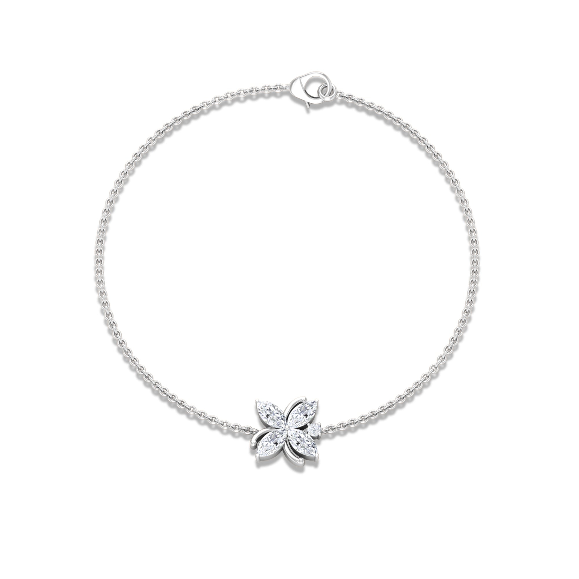 Certified Moissanite Flower Chain Bracelet for Women