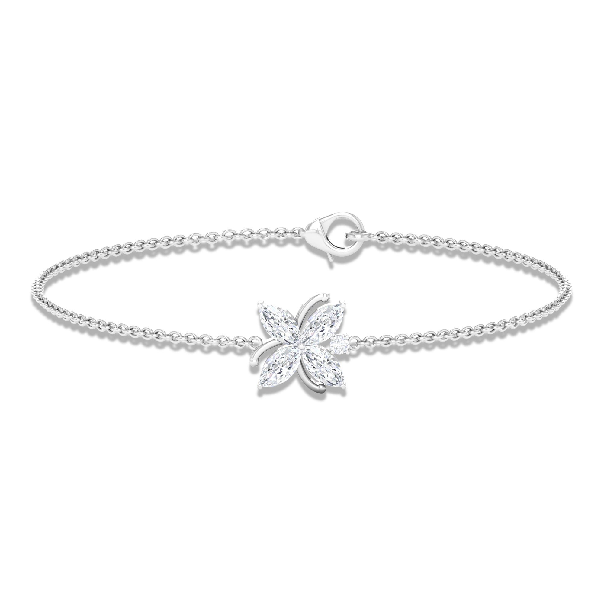 Certified Moissanite Flower Chain Bracelet for Women