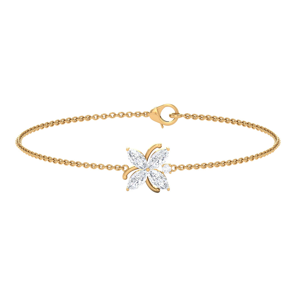 Certified Moissanite Flower Chain Bracelet for Women