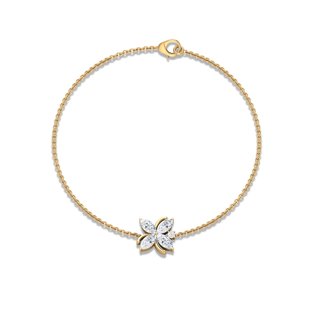 Certified Moissanite Flower Chain Bracelet for Women