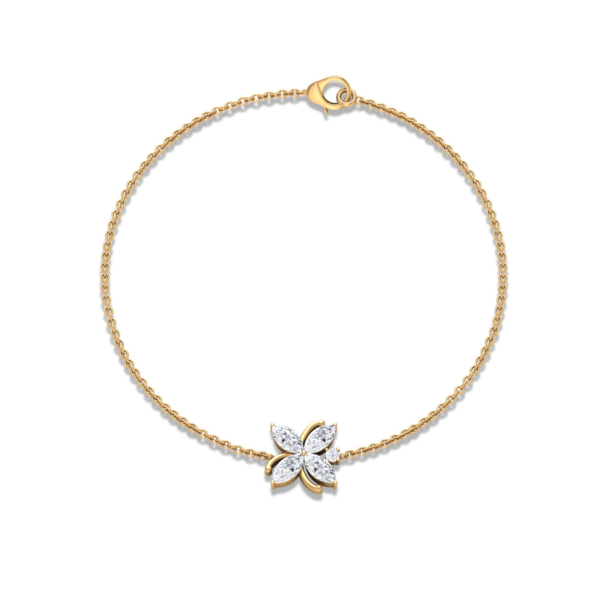 Certified Moissanite Flower Chain Bracelet for Women
