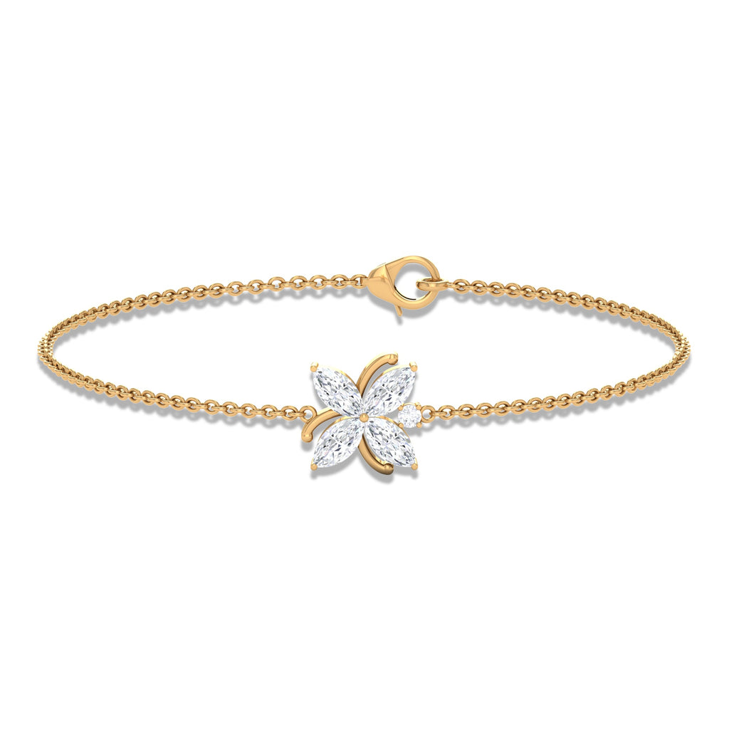 Certified Moissanite Flower Chain Bracelet for Women