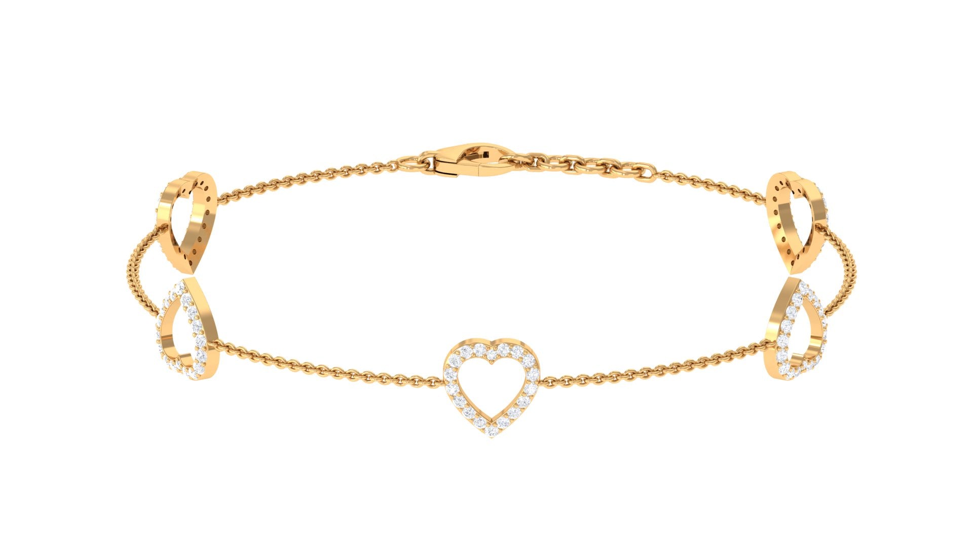 Certified Diamond Heart Chain Bracelet in Prong Setting