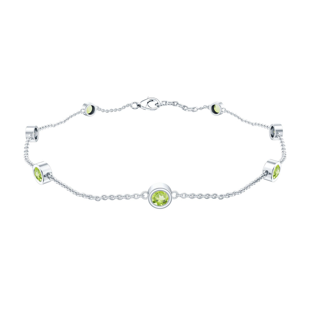 Bezel Set Seven Stone Peridot Station Bracelet