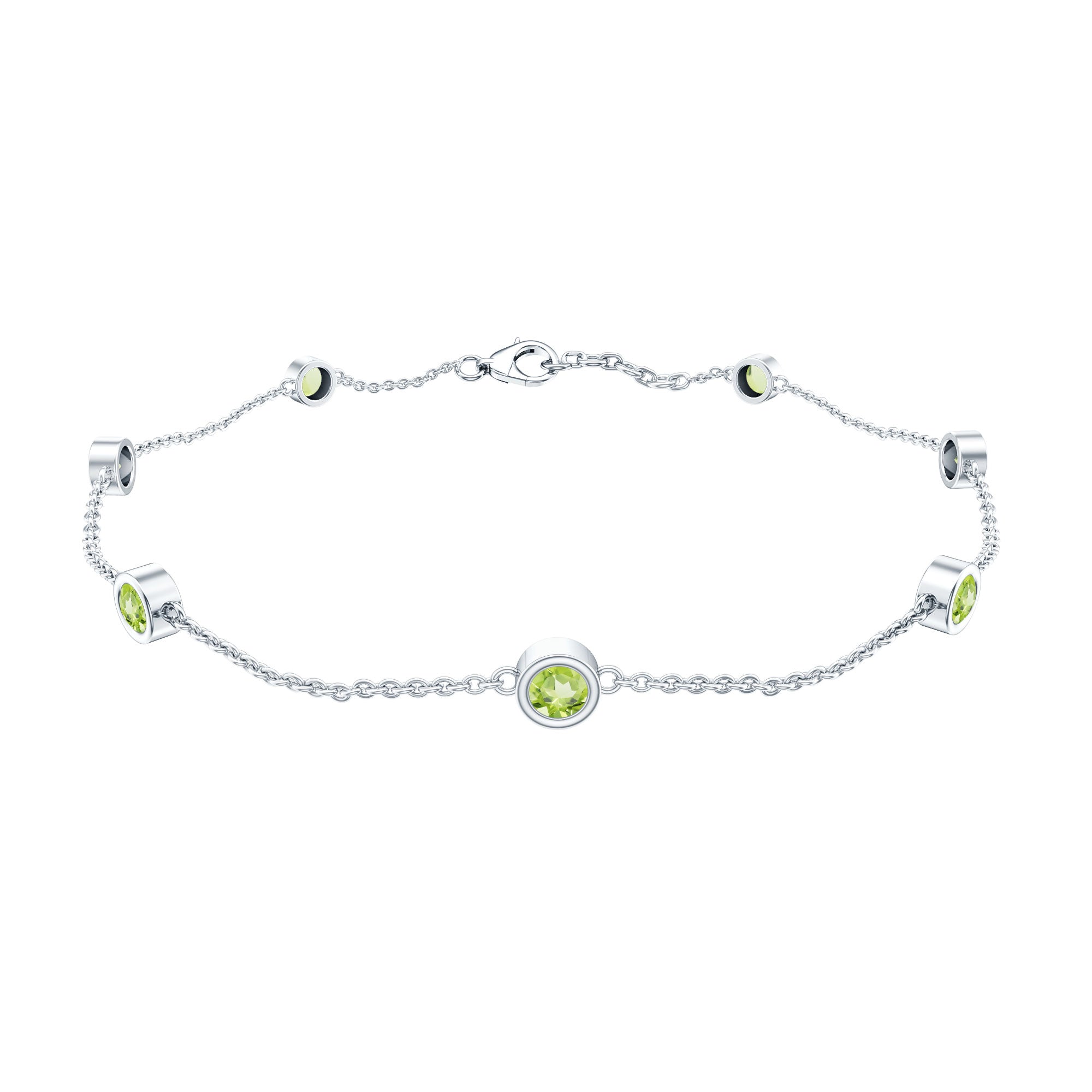 Bezel Set Seven Stone Peridot Station Bracelet