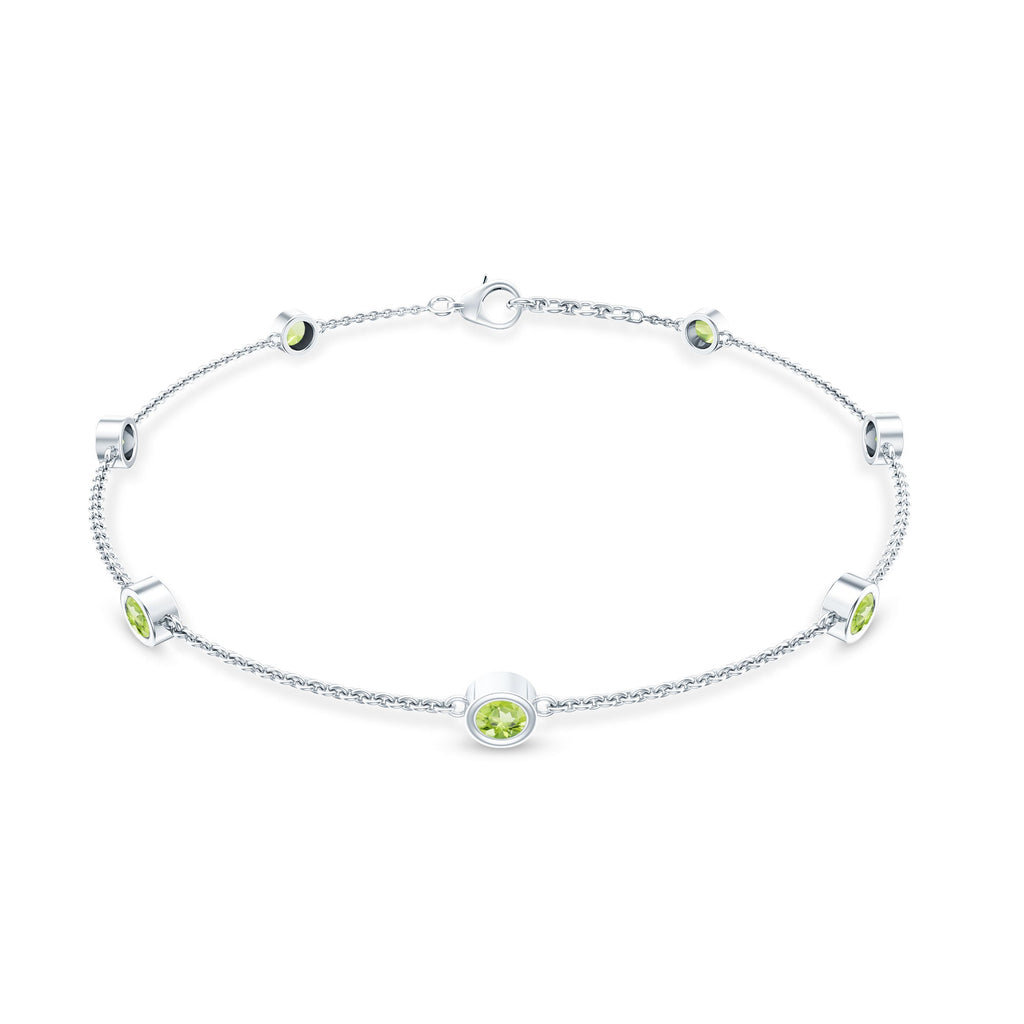 Bezel Set Seven Stone Peridot Station Bracelet