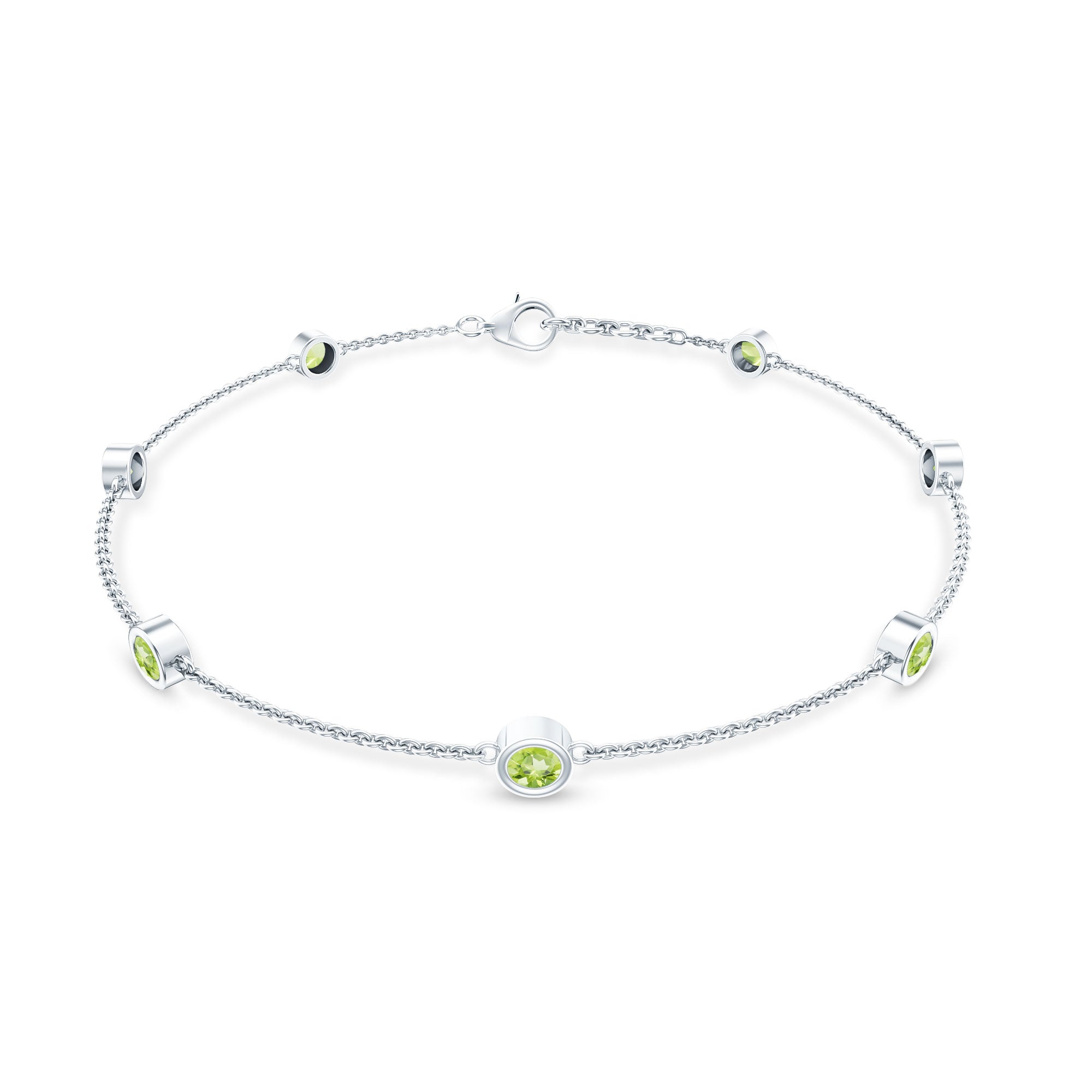 Bezel Set Seven Stone Peridot Station Bracelet
