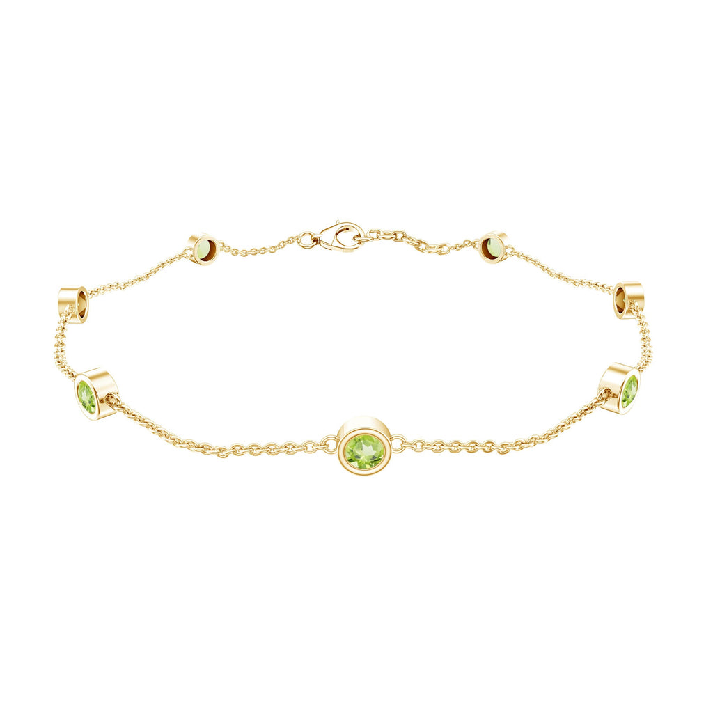 Bezel Set Seven Stone Peridot Station Bracelet
