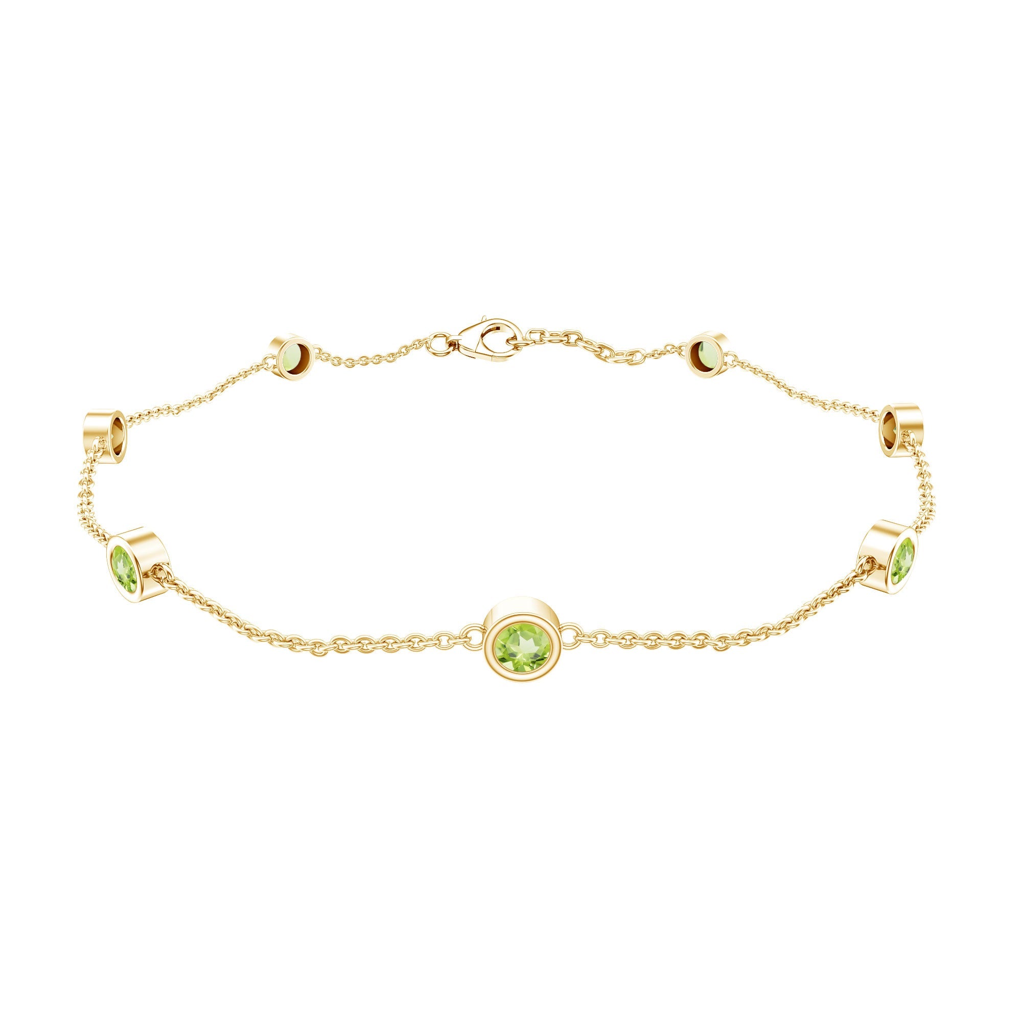 Bezel Set Seven Stone Peridot Station Bracelet