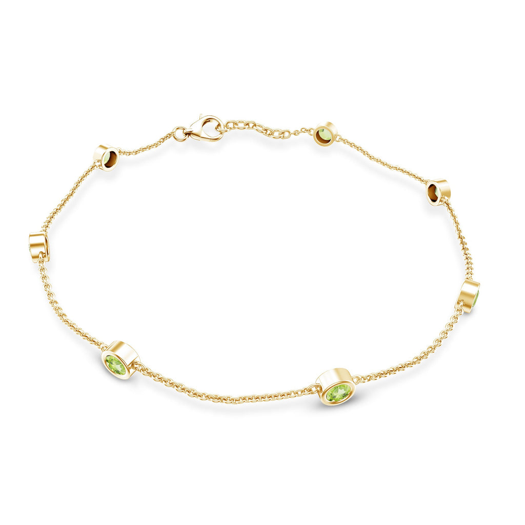 Bezel Set Seven Stone Peridot Station Bracelet