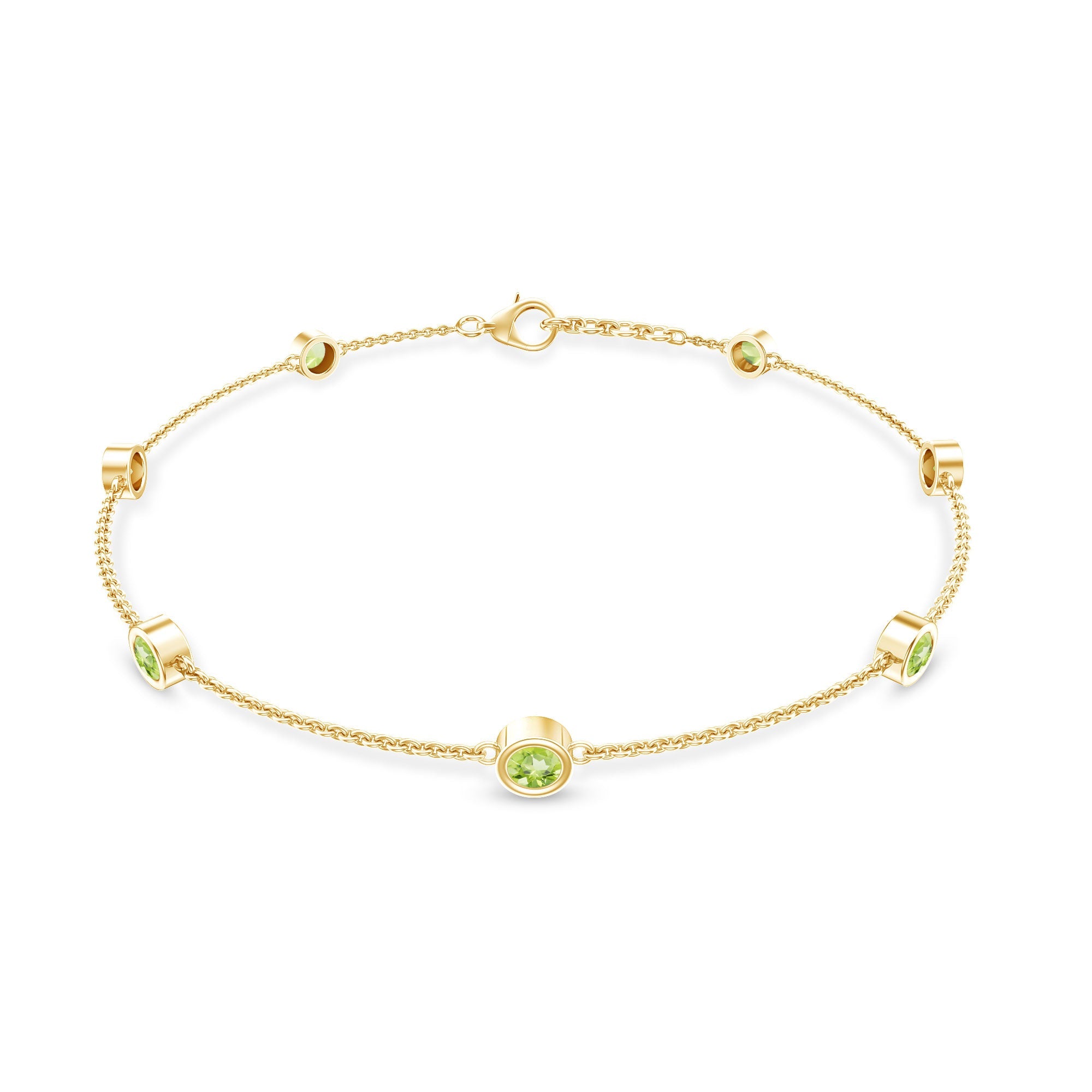Bezel Set Seven Stone Peridot Station Bracelet