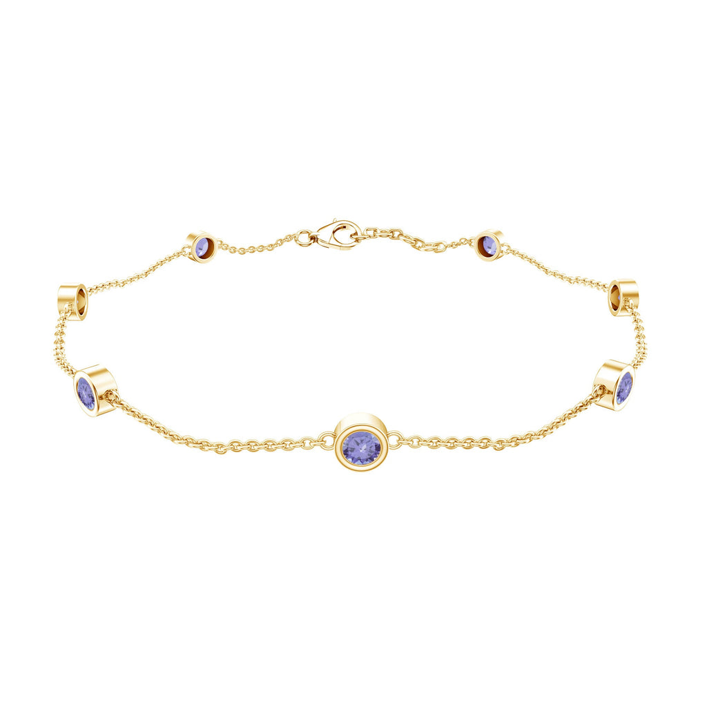 Certified Natural Tanzanite Chain Bracelet for Her