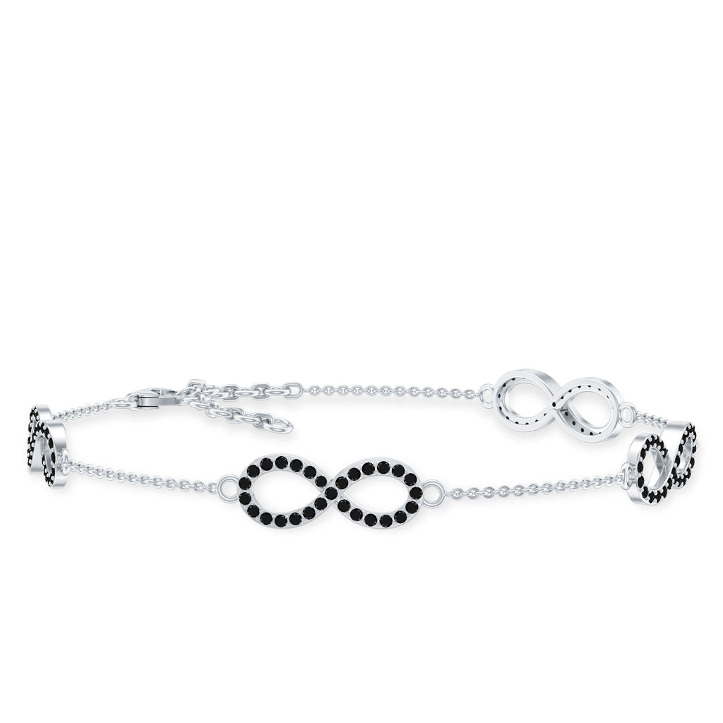 Certified Lab Grown Black Diamond Infinity Chain Bracelet