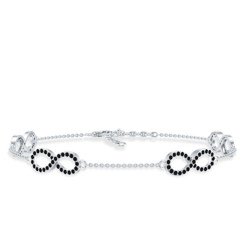 Certified Lab Grown Black Diamond Infinity Chain Bracelet