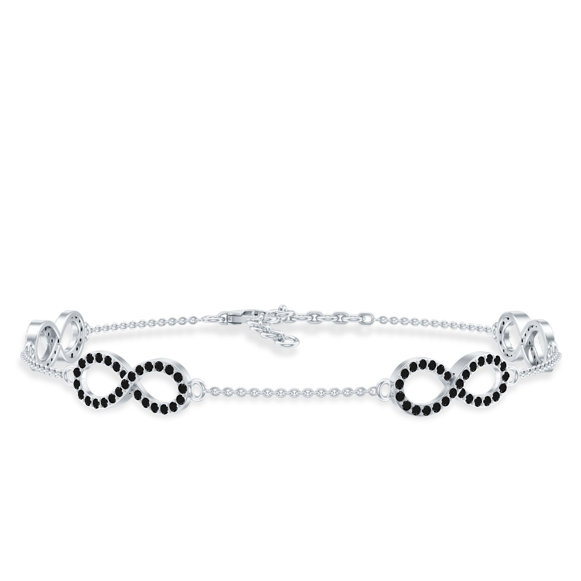 Certified Lab Grown Black Diamond Infinity Chain Bracelet