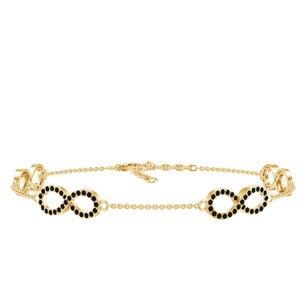 Certified Lab Grown Black Diamond Infinity Chain Bracelet