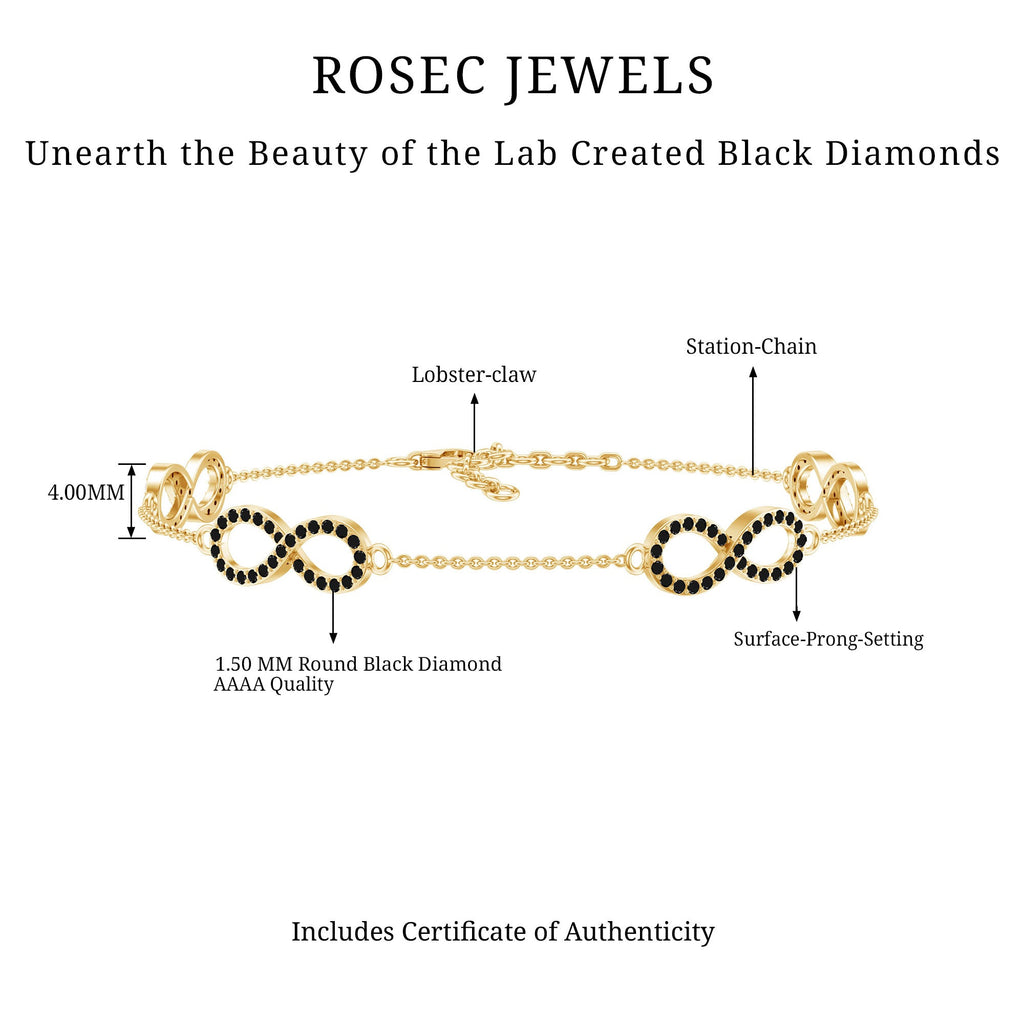 Certified Lab Grown Black Diamond Infinity Chain Bracelet