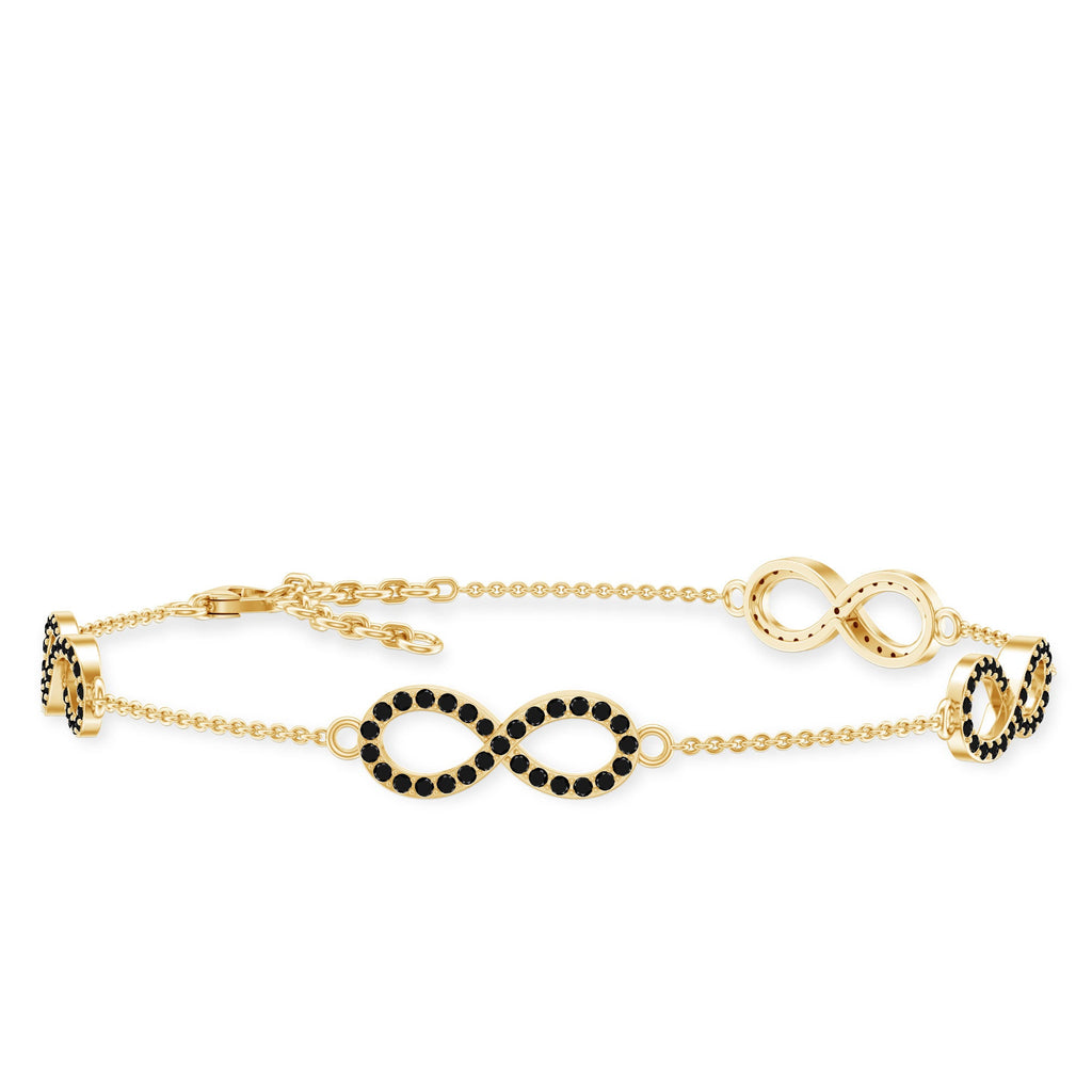 Certified Lab Grown Black Diamond Infinity Chain Bracelet