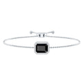 Natural 1.8 Carat Emerald Cut Black Onyx Bolo Bracelet with Diamond Halo