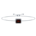 Real 2 Carat Emerald Cut Garnet Bolo Bracelet with Diamond Halo