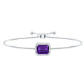 Natural 1.4 Carat Emerald Cut Amethyst Diamond Bolo Bracelet