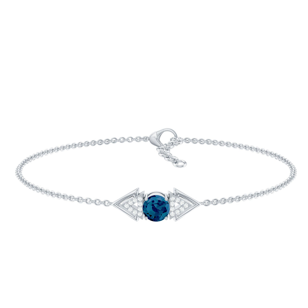 Real London Blue Topaz and Diamond Chain Bracelet