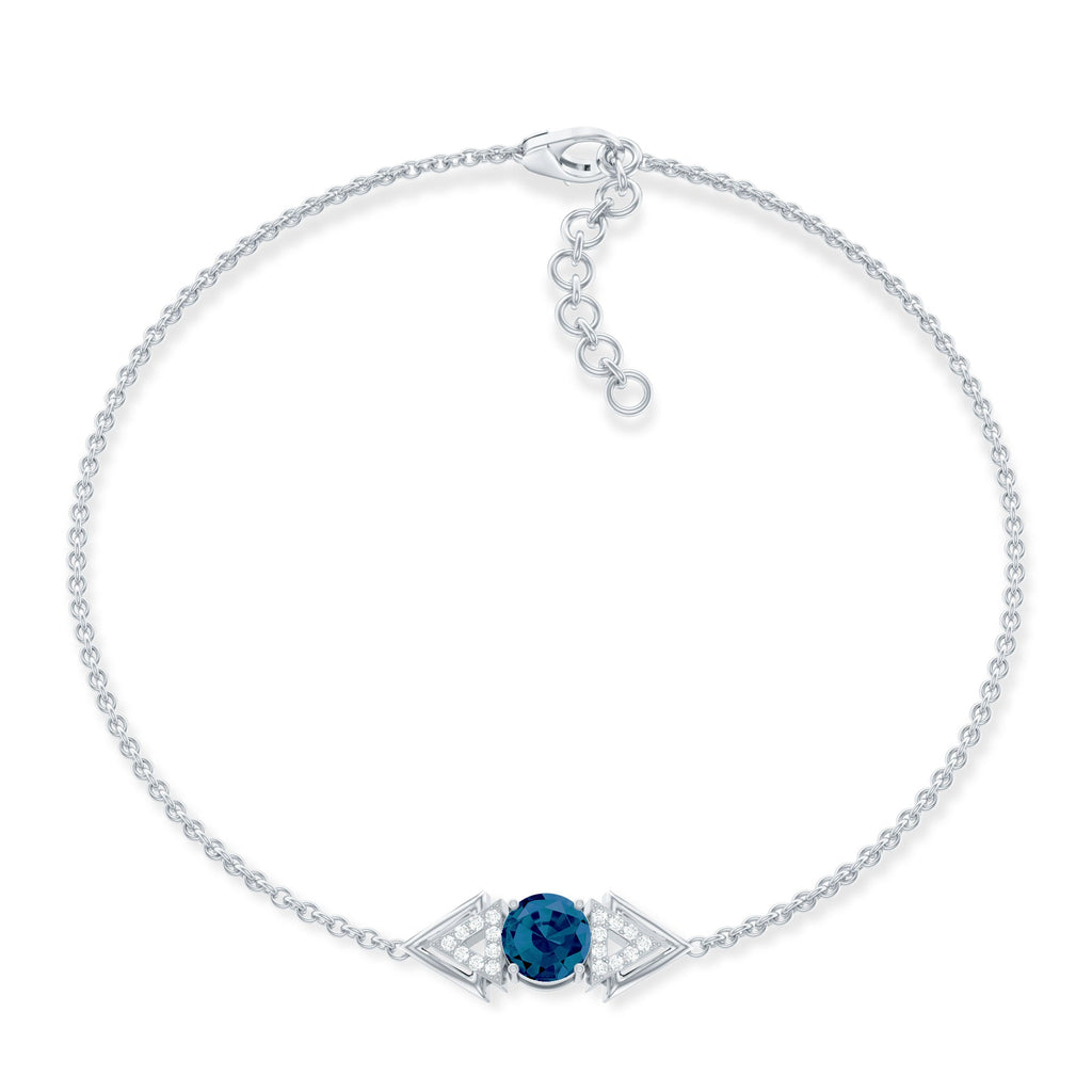 Real London Blue Topaz and Diamond Chain Bracelet