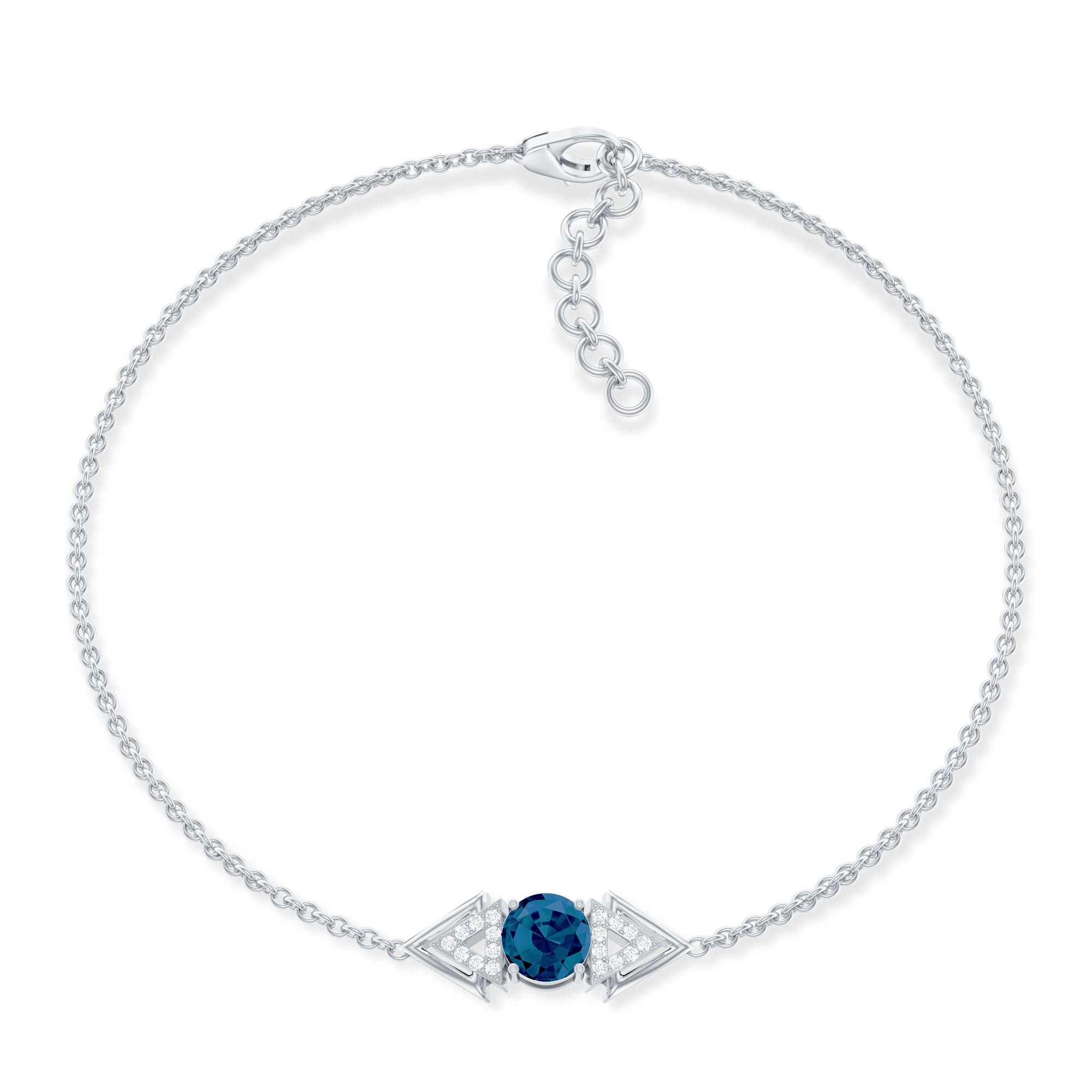 Real London Blue Topaz and Diamond Chain Bracelet